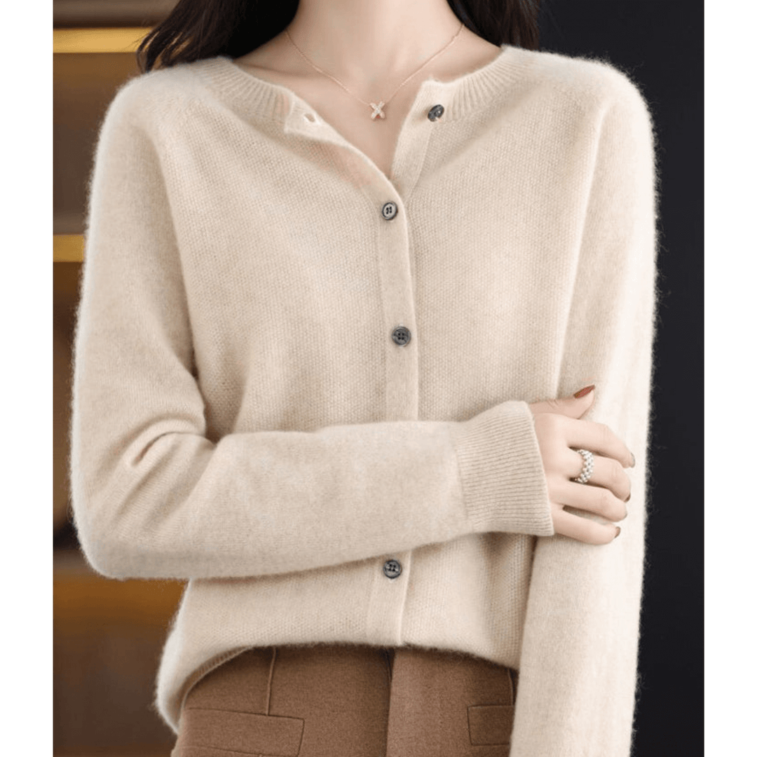 Women’s Wool-like O-neck Cardigan Sweater