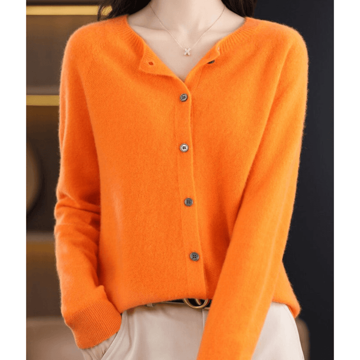 Women’s Wool-like O-neck Cardigan Sweater