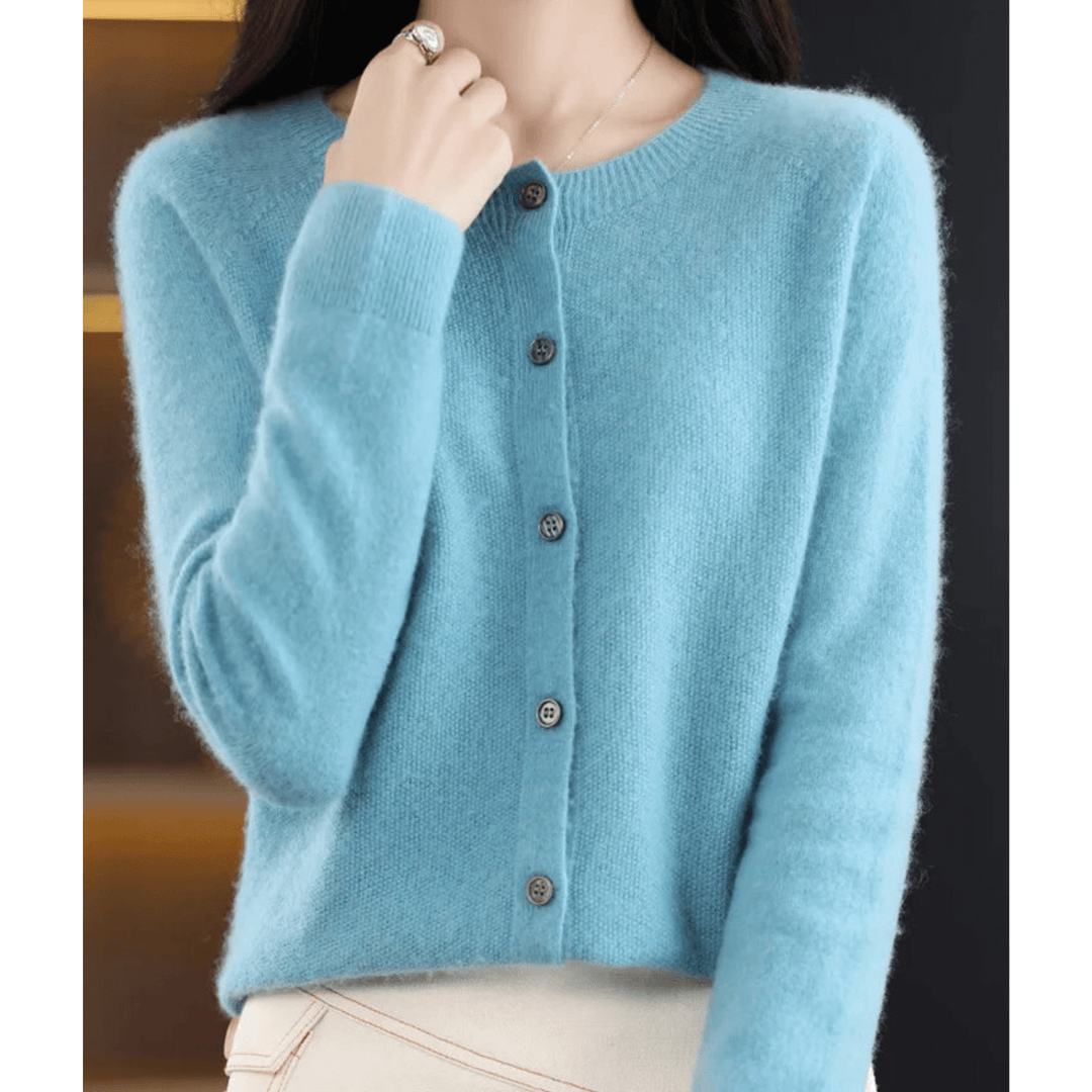 Women’s Wool-like O-neck Cardigan Sweater