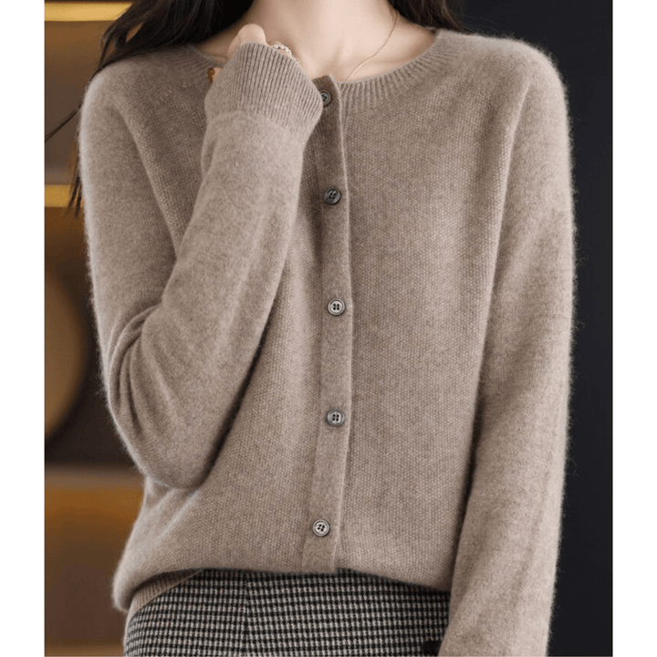 Women’s Wool-like O-neck Cardigan Sweater
