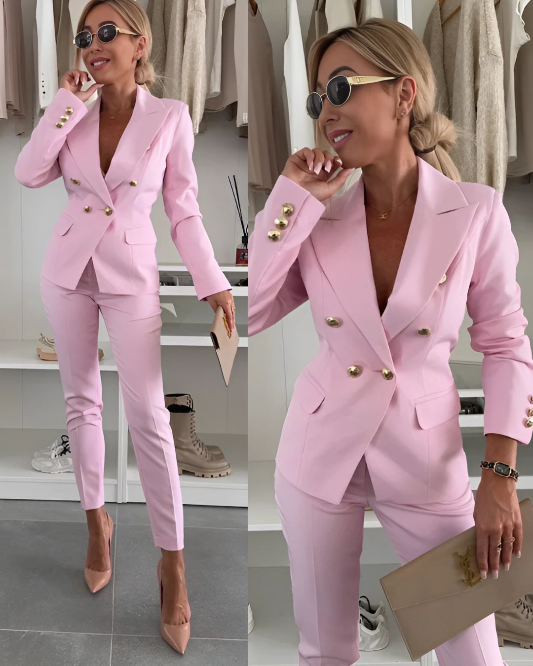 Women's Double-Breasted Suit with Structured Fit