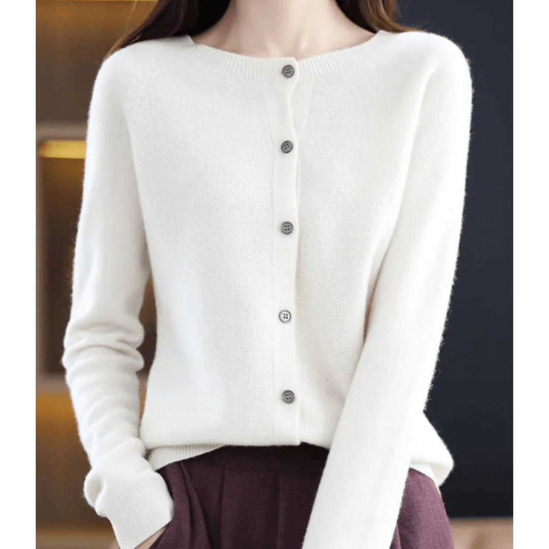 Women’s Wool-like O-neck Cardigan Sweater