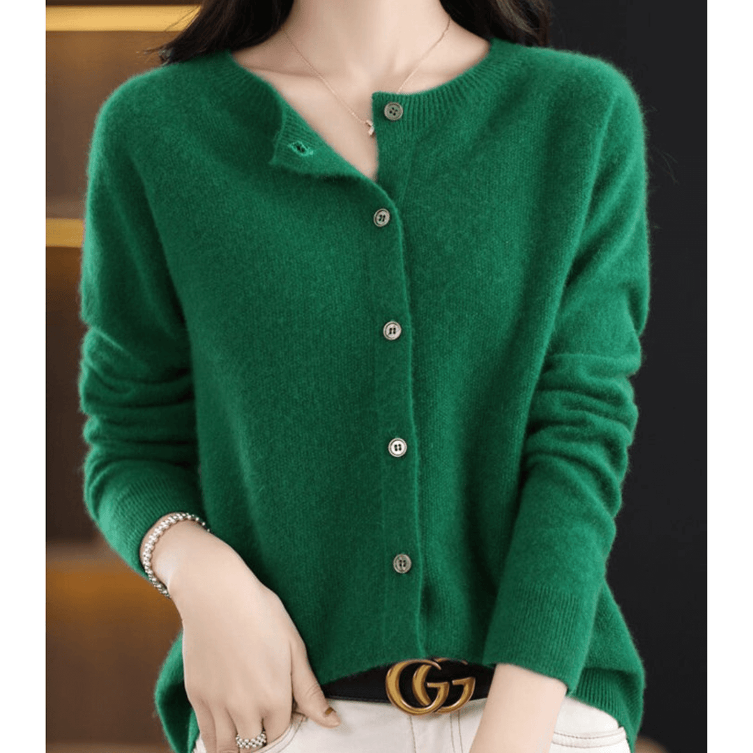 Women’s Wool-like O-neck Cardigan Sweater