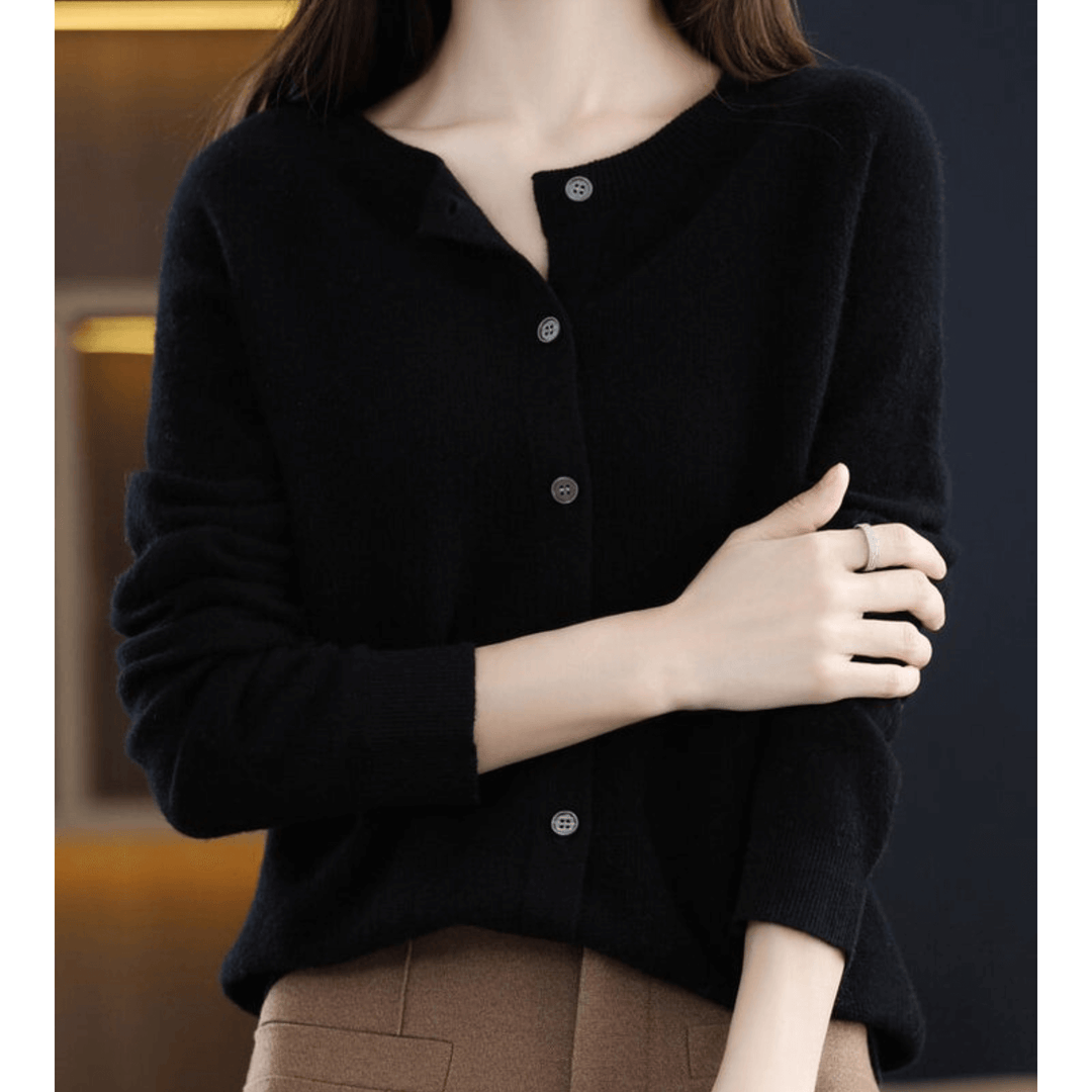 Women’s Wool-like O-neck Cardigan Sweater