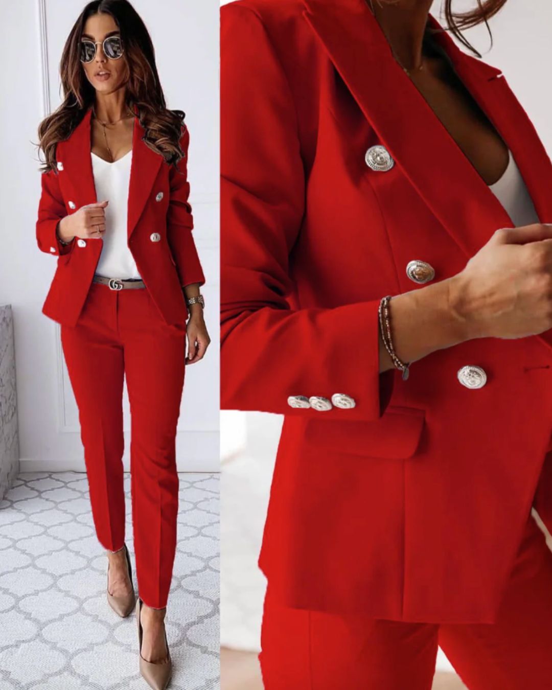 Women's Double-Breasted Suit with Structured Fit