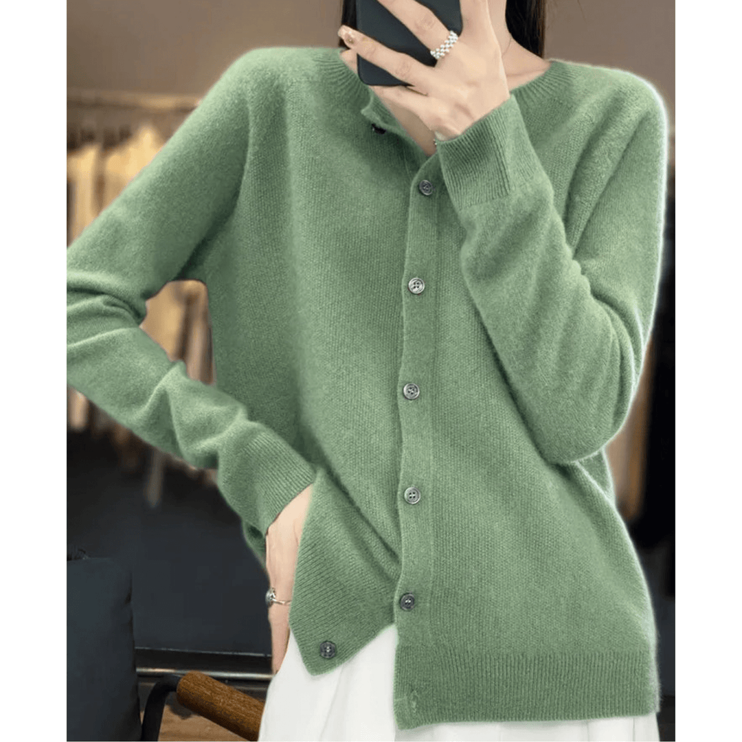 Women’s Wool-like O-neck Cardigan Sweater