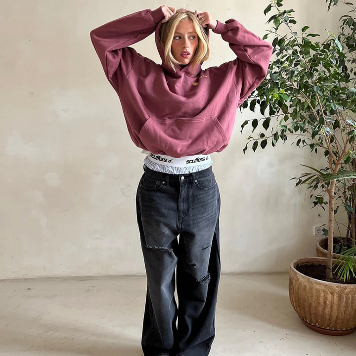 Hoodie - Fabric Blend with Hood and Modern Cut