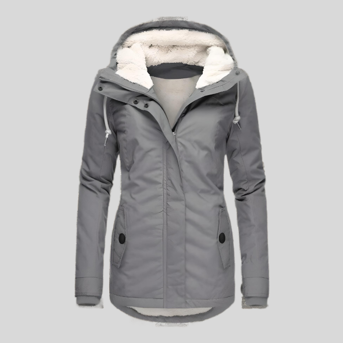 Women's Rain Jacket with Hood and Extended Back Hem