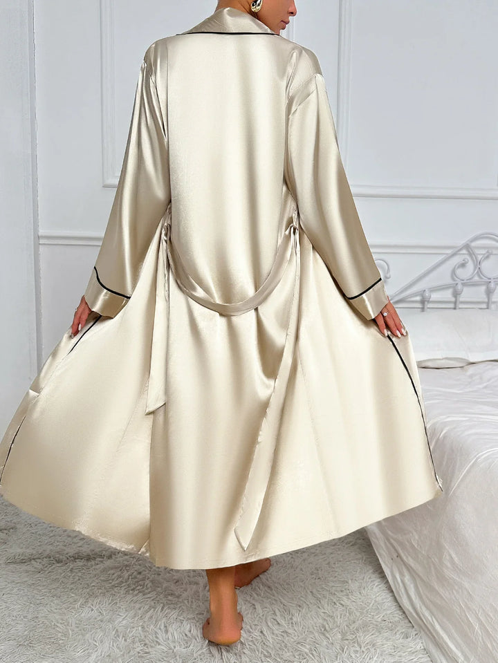 Women's 2-Piece Pyjama Set with Long Sleeve Robe and Slip Dress