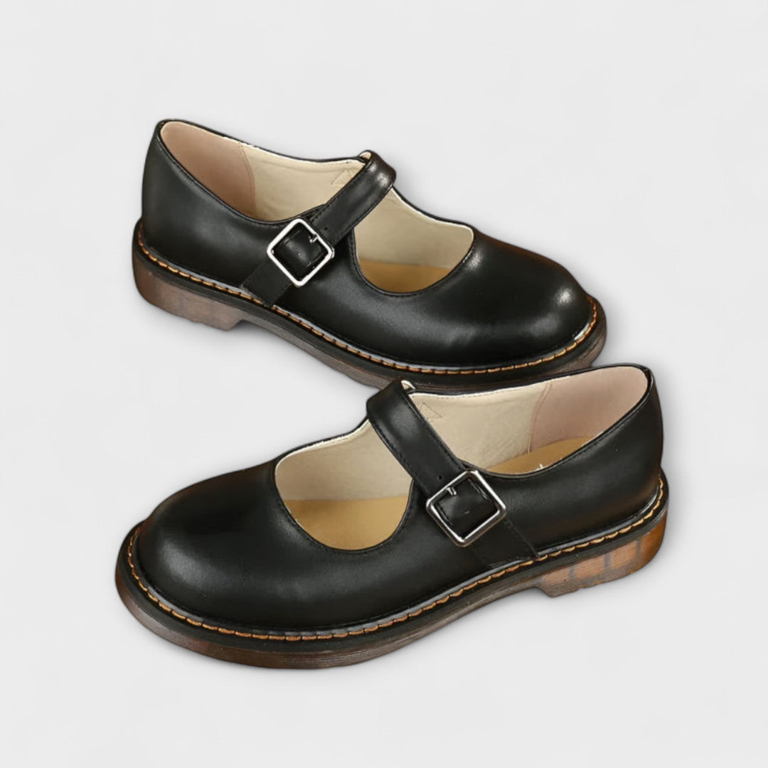 Women's Mary Jane Shoes with Buckle Strap and Flat Sole