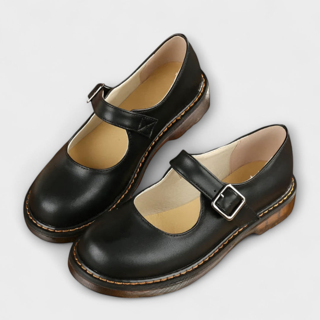 Women's Mary Jane Shoes with Buckle Strap and Flat Sole