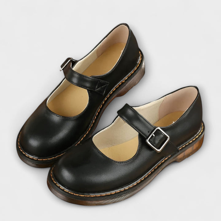 Women's Mary Jane Shoes with Buckle Strap and Flat Sole