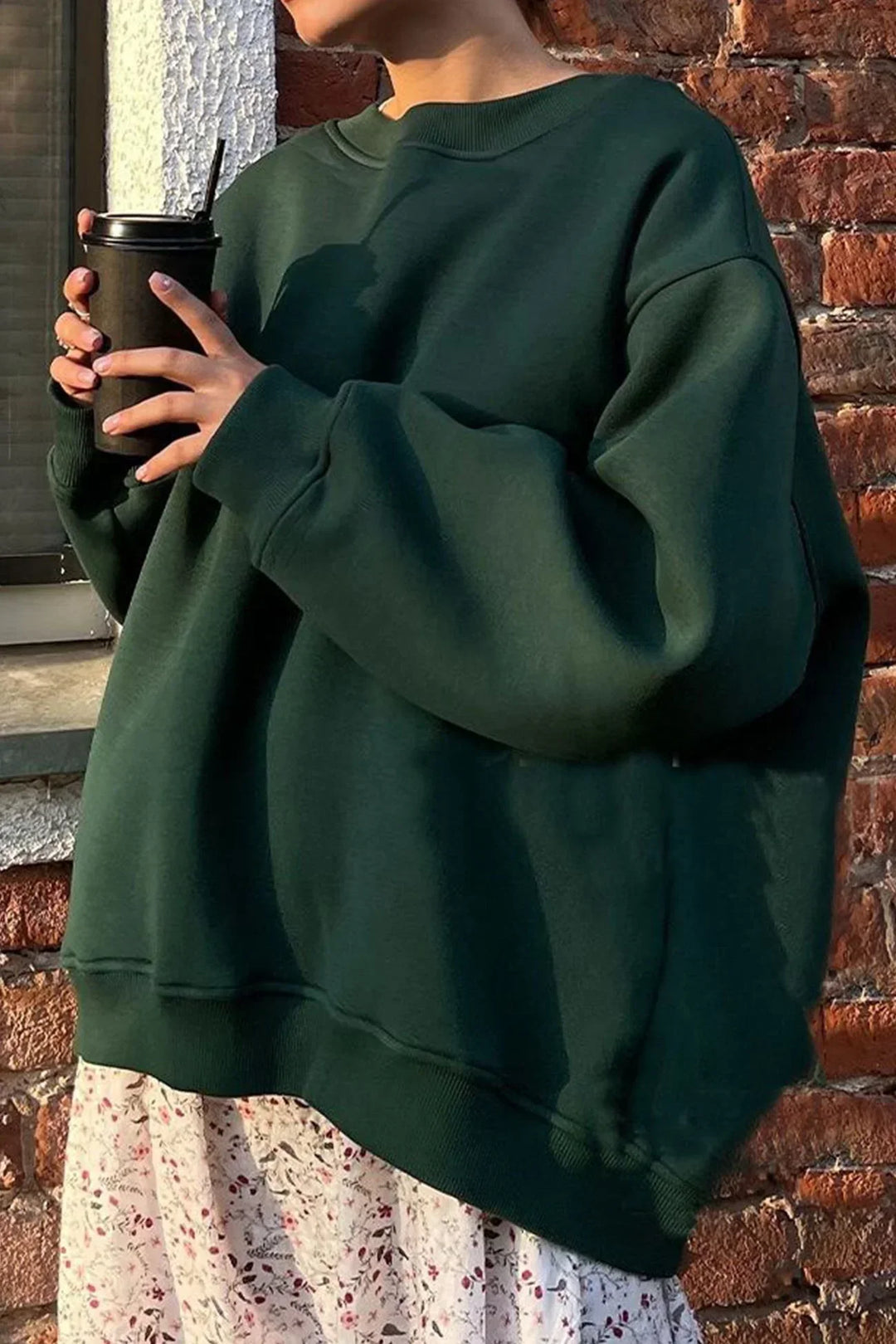 Women's Oversized Sweatshirt with Round Neck