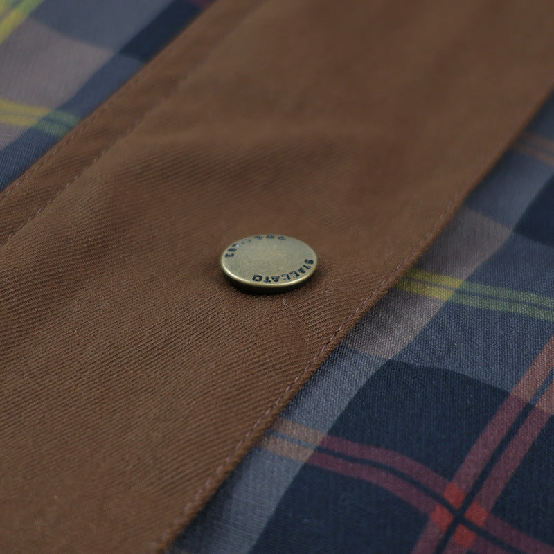 Women's Checked Jacket with Faux Fur Collar