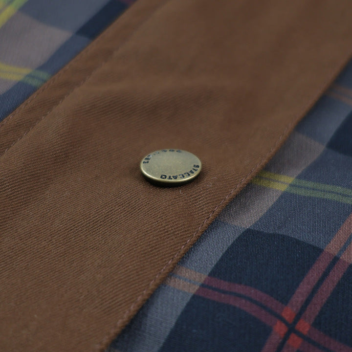 Women's Checked Jacket with Faux Fur Collar