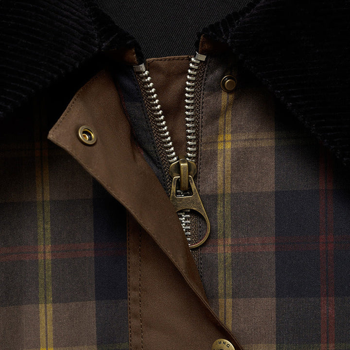 Women's Checked Jacket with Faux Fur Collar