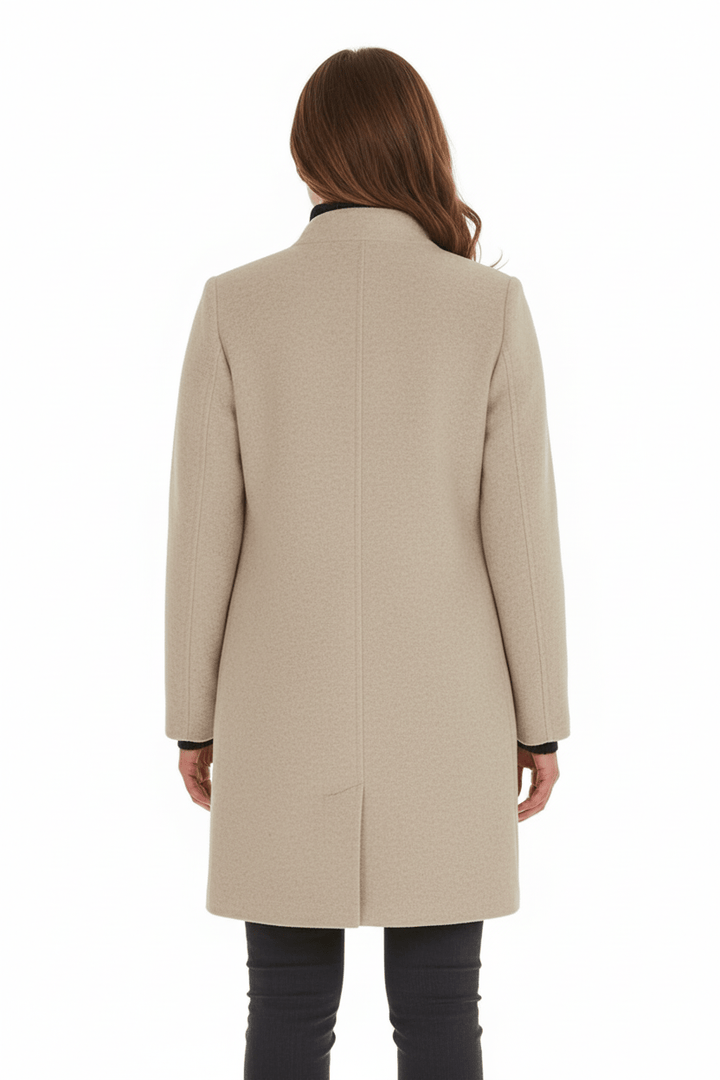 Veyra | Elara – Women’s Wool Blend Coat with Stand Collar and Pockets