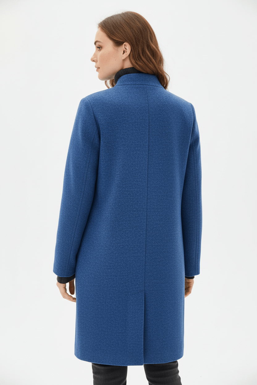 Veyra | Elara – Women’s Wool Blend Coat with Stand Collar and Pockets