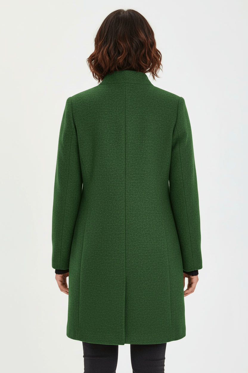 Veyra | Elara – Women’s Wool Blend Coat with Stand Collar and Pockets