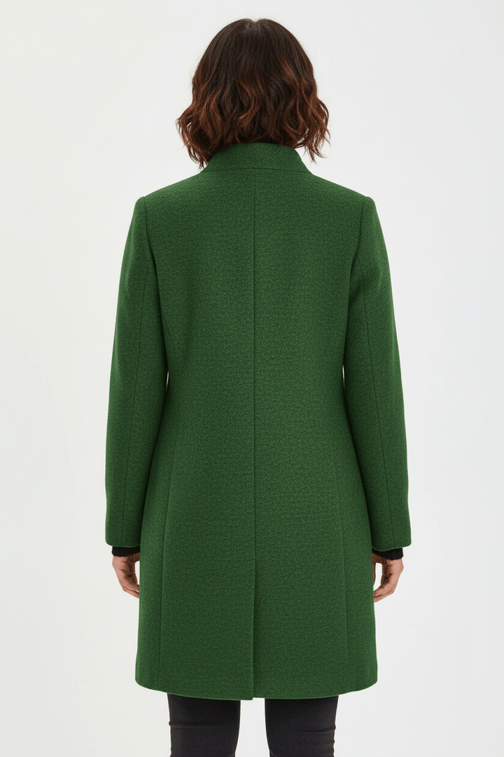 Veyra | Elara – Women’s Wool Blend Coat with Stand Collar and Pockets