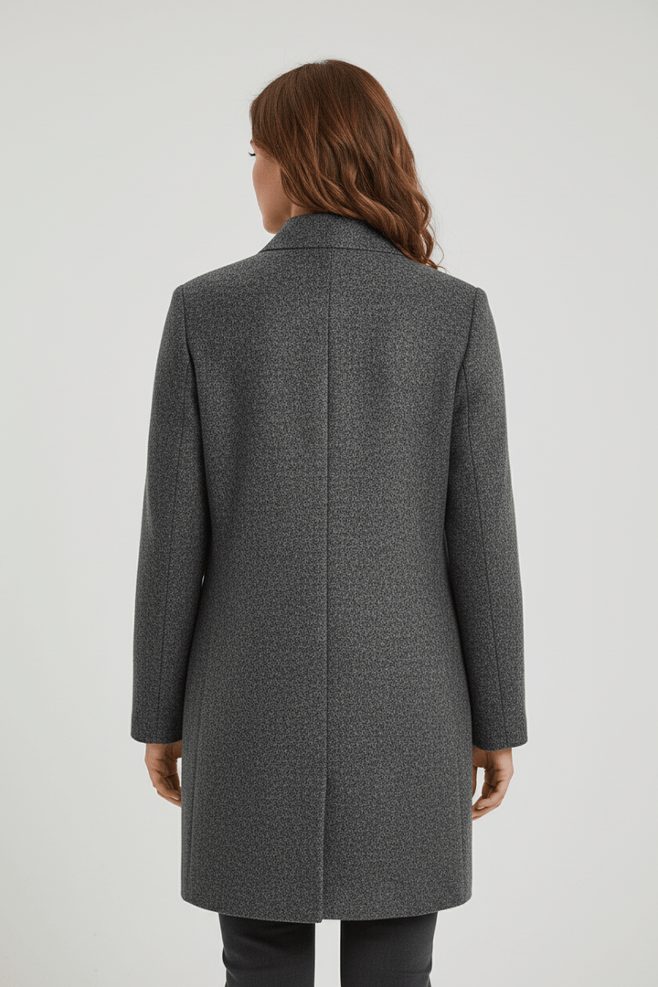 Veyra | Elara – Women’s Wool Blend Coat with Stand Collar and Pockets