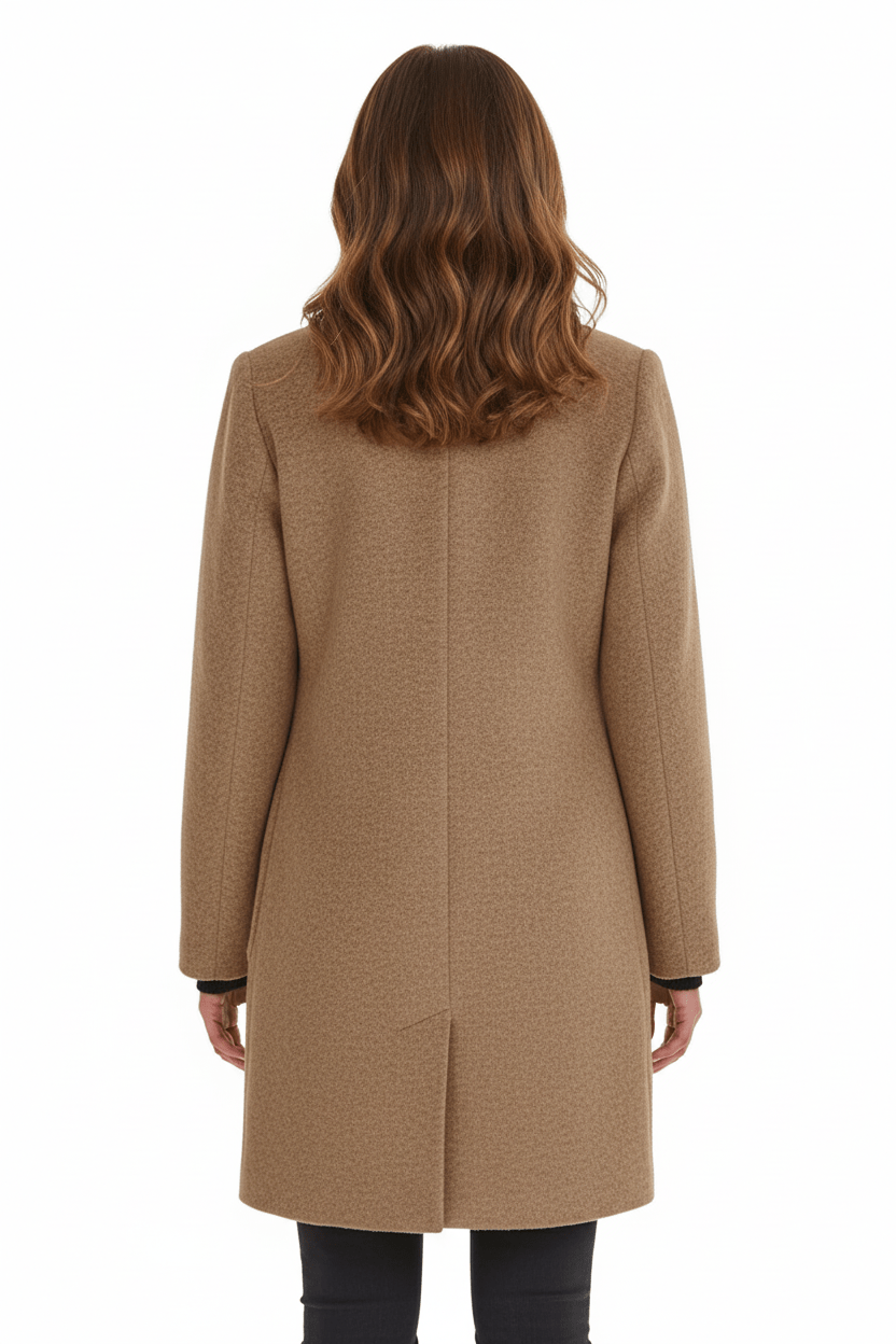 Veyra | Elara – Women’s Wool Blend Coat with Stand Collar and Pockets
