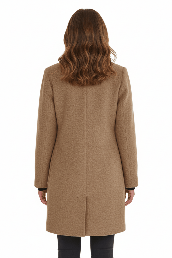 Veyra | Elara – Women’s Wool Blend Coat with Stand Collar and Pockets