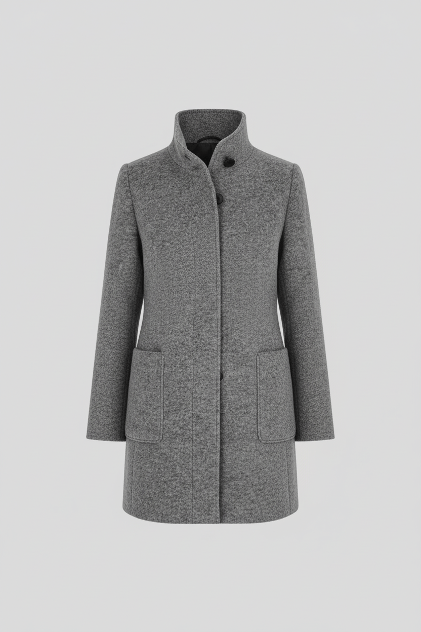 Veyra | Elara – Women’s Wool Blend Coat with Stand Collar and Pockets