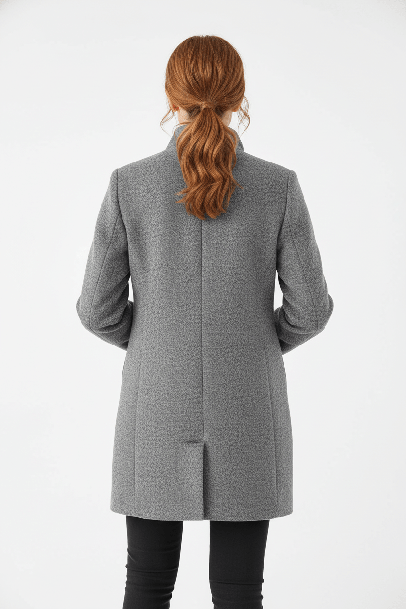 Veyra | Elara – Women’s Wool Blend Coat with Stand Collar and Pockets