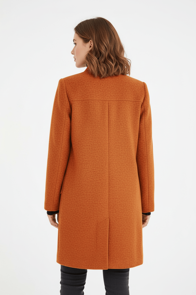 Veyra | Elara – Women’s Wool Blend Coat with Stand Collar and Pockets