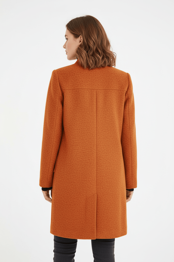 Veyra | Elara – Women’s Wool Blend Coat with Stand Collar and Pockets