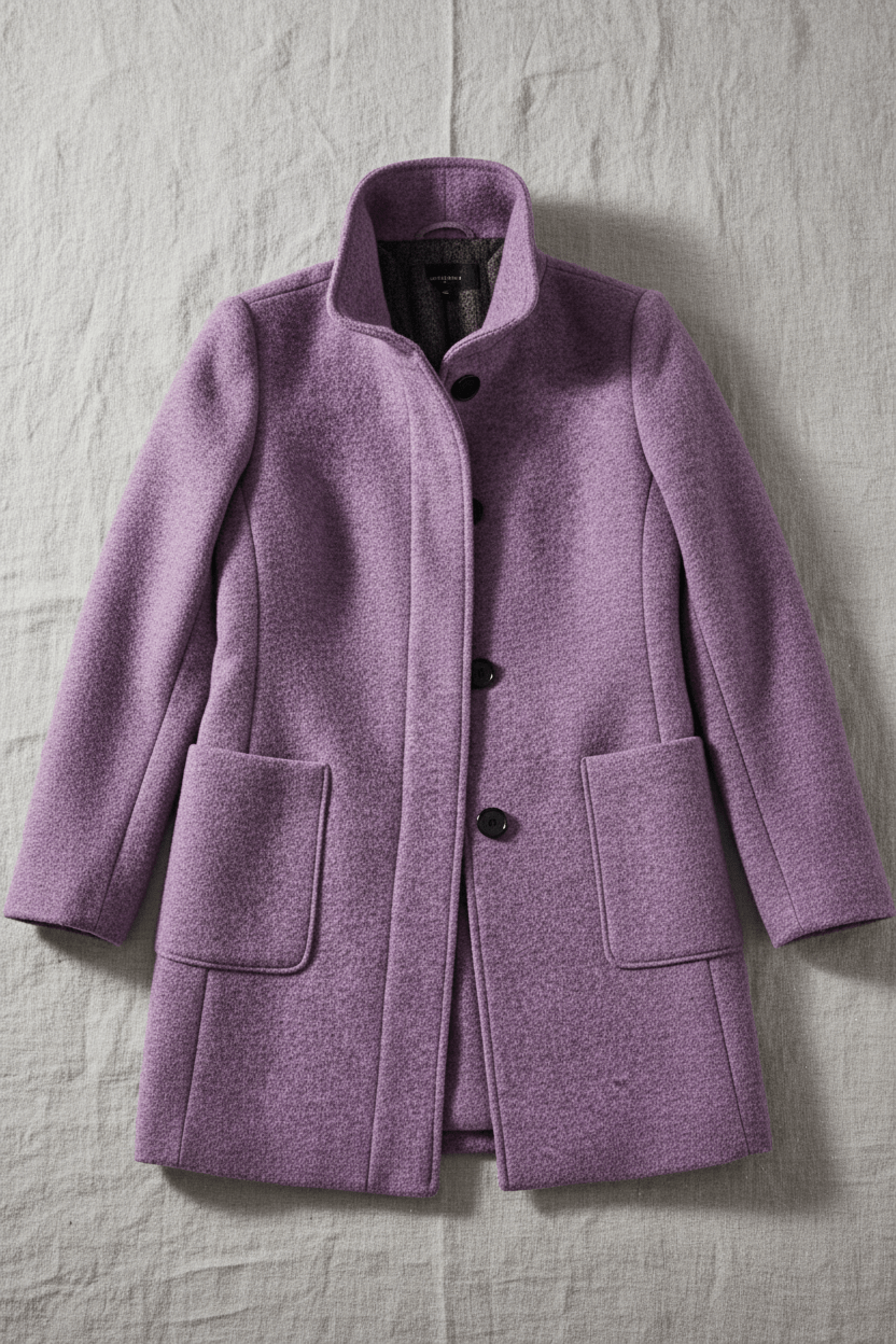 Veyra | Elara – Women’s Wool Blend Coat with Stand Collar and Pockets