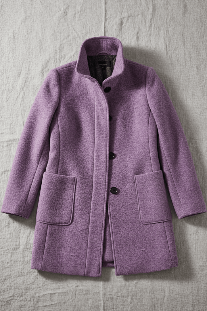 Veyra | Elara – Women’s Wool Blend Coat with Stand Collar and Pockets