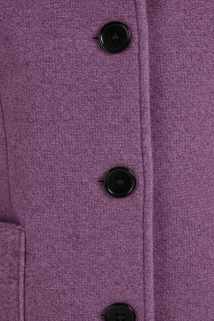 Veyra | Elara – Women’s Wool Blend Coat with Stand Collar and Pockets