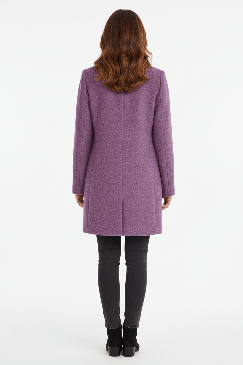 Veyra | Elara – Women’s Wool Blend Coat with Stand Collar and Pockets