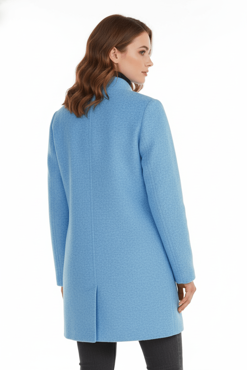 Veyra | Elara – Women’s Wool Blend Coat with Stand Collar and Pockets