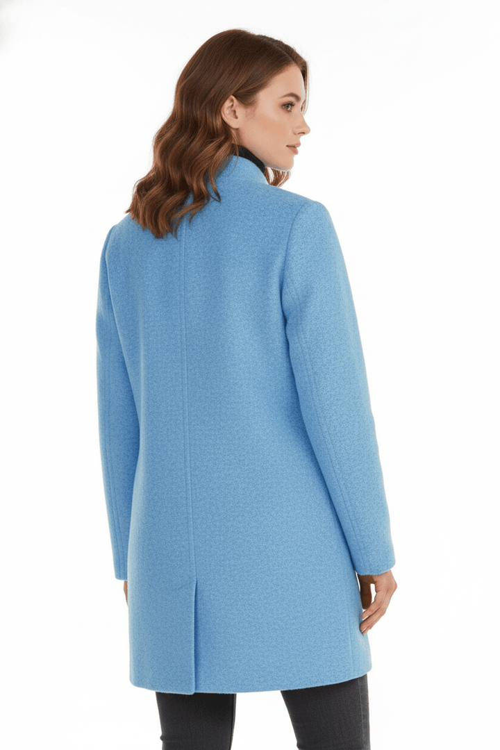 Veyra | Elara – Women’s Wool Blend Coat with Stand Collar and Pockets