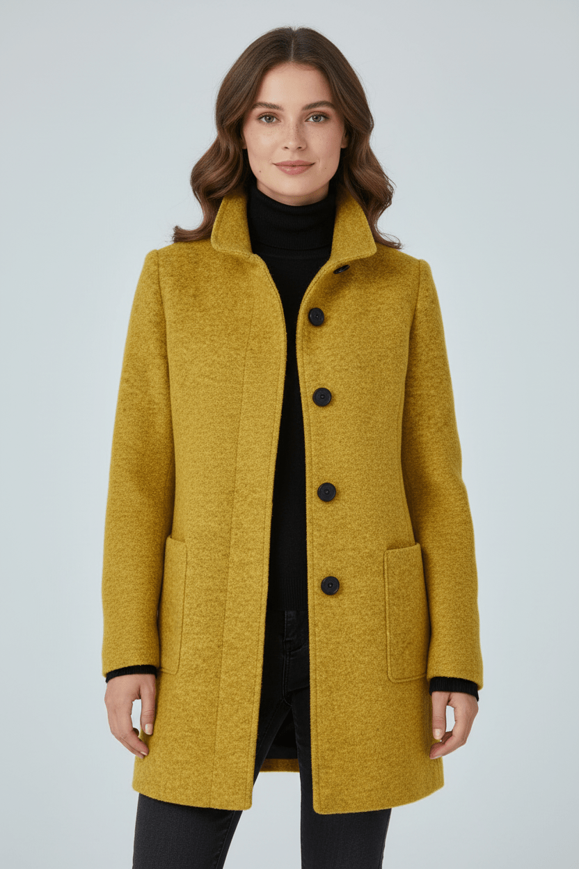 Veyra | Elara – Women’s Wool Blend Coat with Stand Collar and Pockets