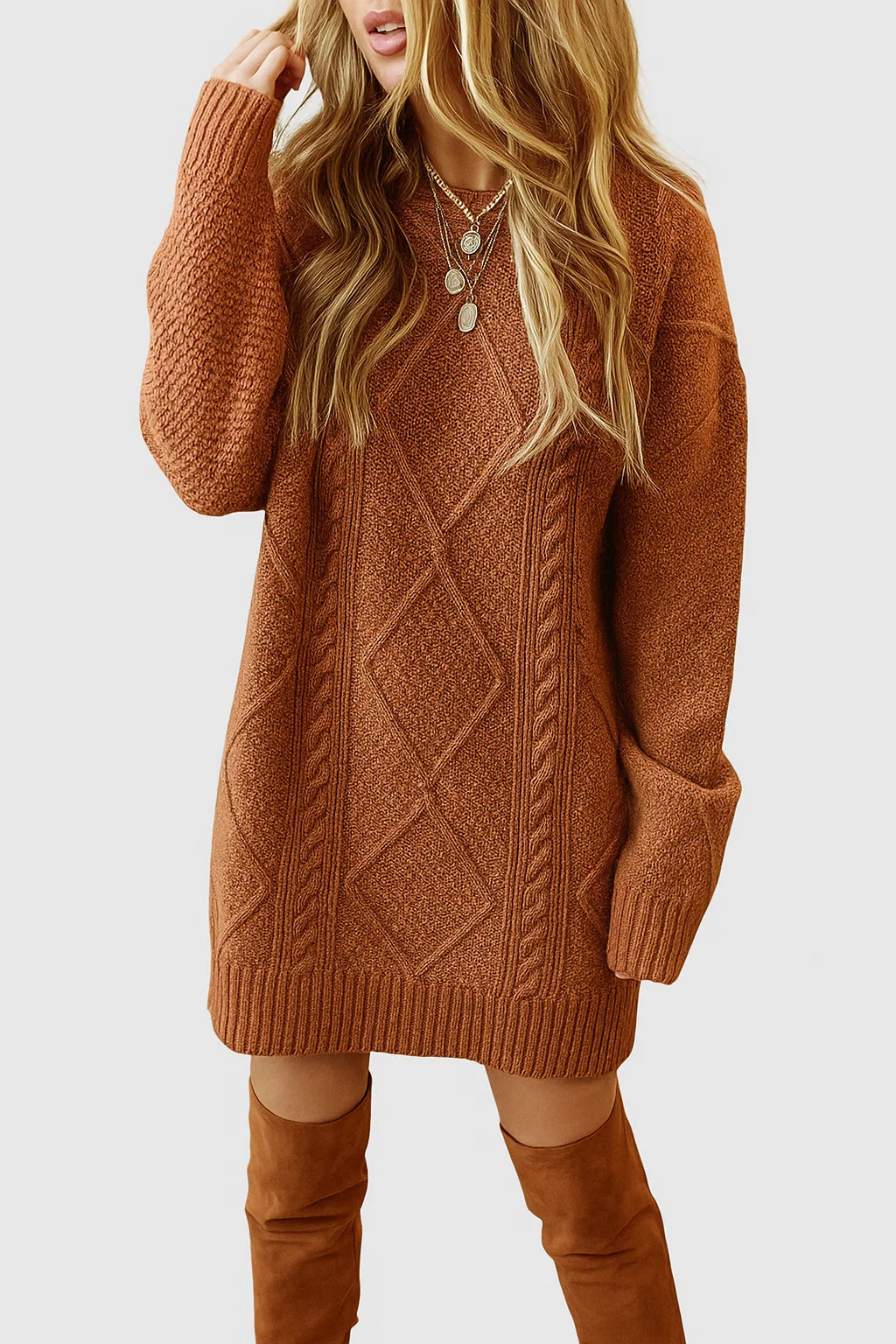Oversized Cable Knit Dress