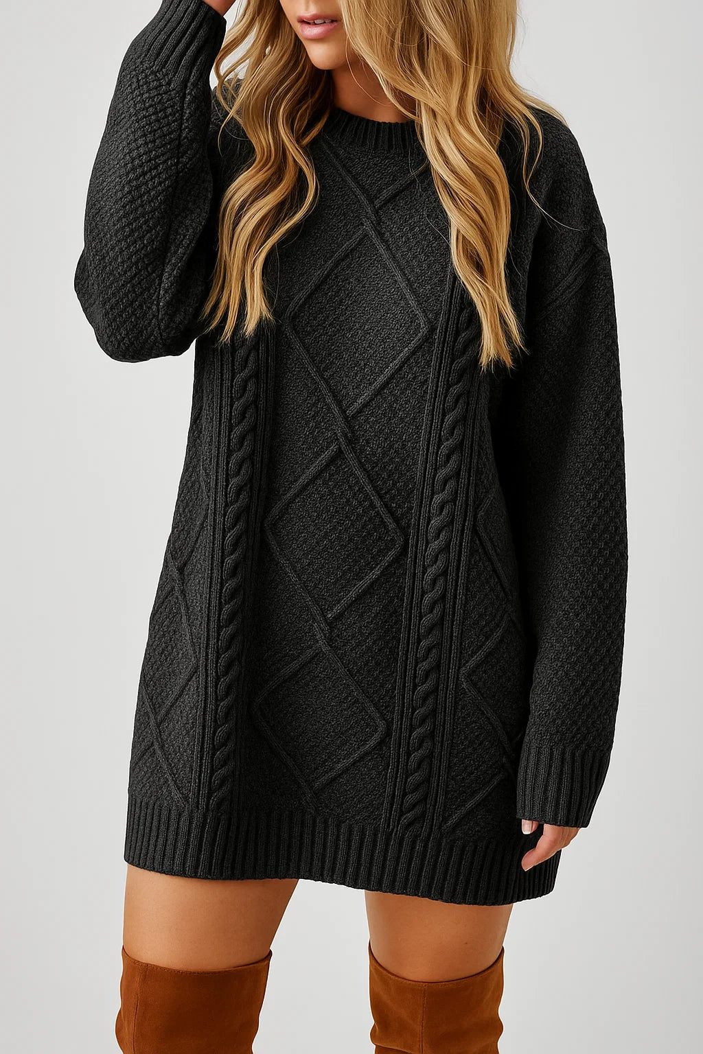 Oversized Cable Knit Dress