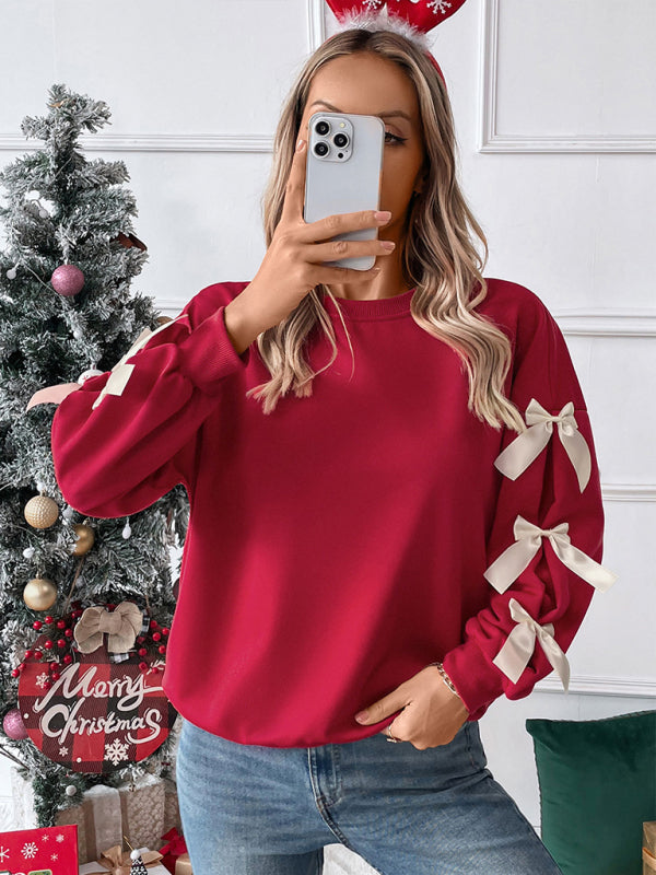 Tasha | Women's Crew Neck Bow Sleeve Christmas Jumper