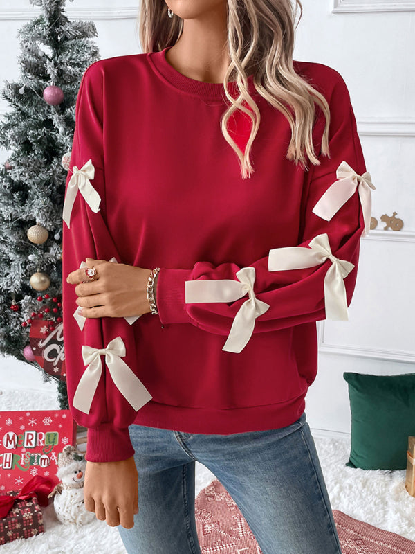 Tasha | Women's Crew Neck Bow Sleeve Christmas Jumper